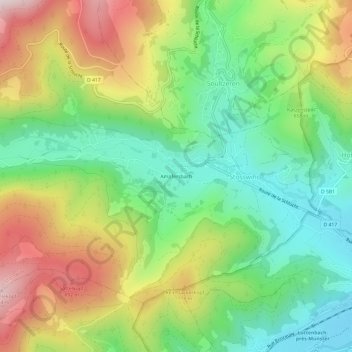 Ampfersbach地形图、海拔、地势