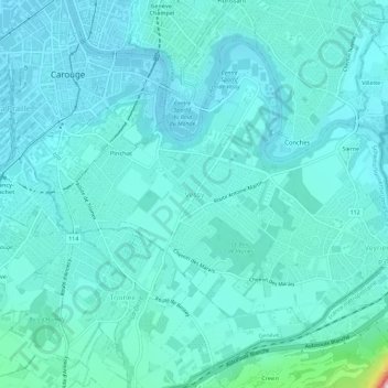 Vessy地形图、海拔、地势