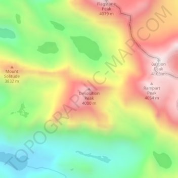 Desolation Peak地形图、海拔、地势