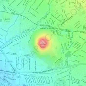 Cerro de Amalucan地形图、海拔、地势