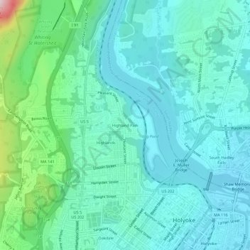 Highland Park地形图、海拔、地势