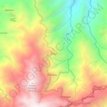 Pulag地形图、海拔、地势
