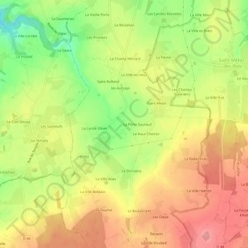Olivet地形图、海拔、地势