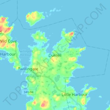 Durrell地形图、海拔、地势