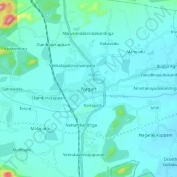 Nagari地形图、海拔、地势