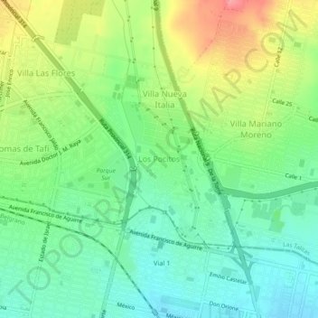 Los Pocitos地形图、海拔、地势