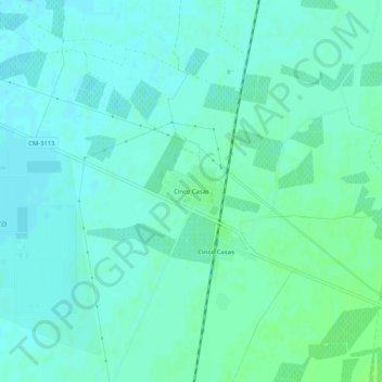 Cinco Casas地形图、海拔、地势