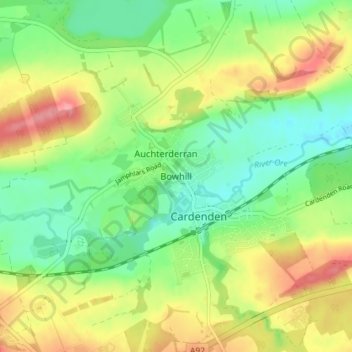 Bowhill地形图、海拔、地势