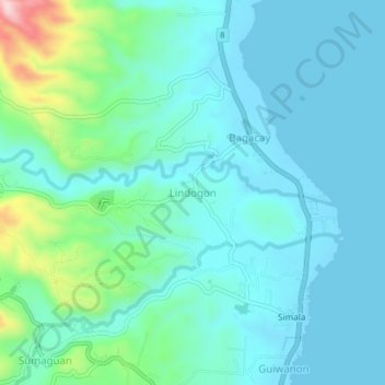 Lindogon地形图、海拔、地势