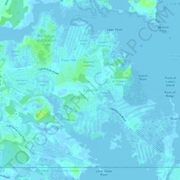 Bayville地形图、海拔、地势