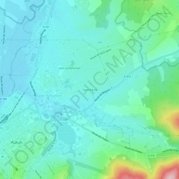 Saint-Pierre地形图、海拔、地势