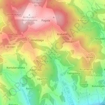 Iruka地形图、海拔、地势