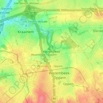 Wezembeek地形图、海拔、地势