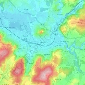 Vesoul地形图、海拔、地势