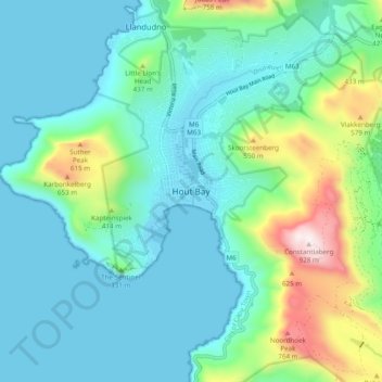 Hout Bay地形图、海拔、地势