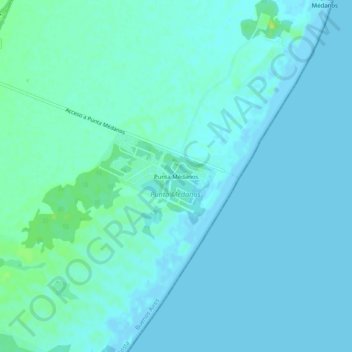 Punta Médanos地形图、海拔、地势