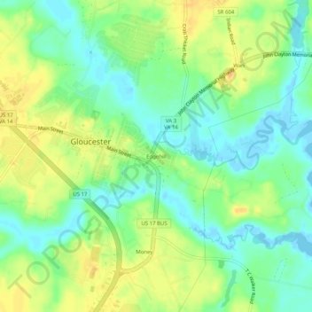 Edgehill地形图、海拔、地势
