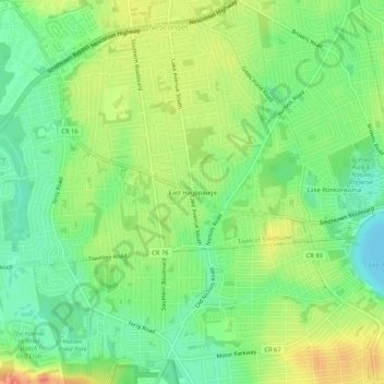 East Hauppauge地形图、海拔、地势