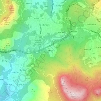 A Fraga地形图、海拔、地势