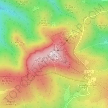 Großer Inselsberg地形图、海拔、地势