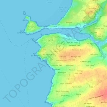 Kerivin地形图、海拔、地势