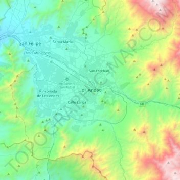 Los Andes地形图、海拔、地势
