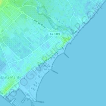 La Malvarrosa地形图、海拔、地势