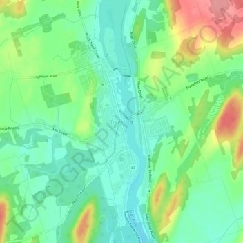 Frankford地形图、海拔、地势