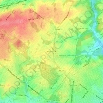 Hollywood地形图、海拔、地势