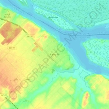 Ramallo地形图、海拔、地势