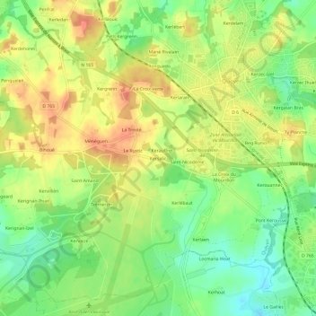 Kersalic地形图、海拔、地势