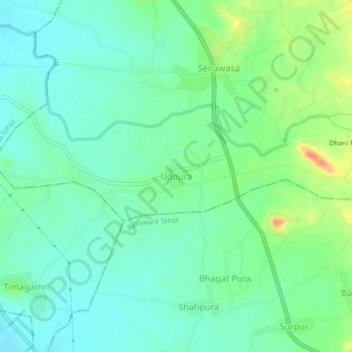 Udpura地形图、海拔、地势