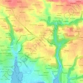 Kerampicard地形图、海拔、地势