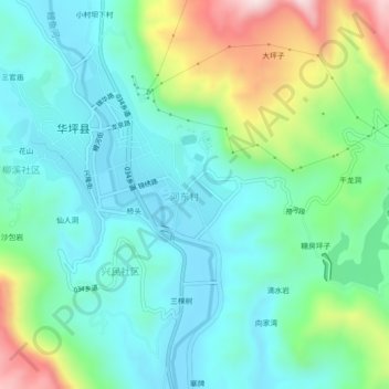 田坝地形图、海拔、地势