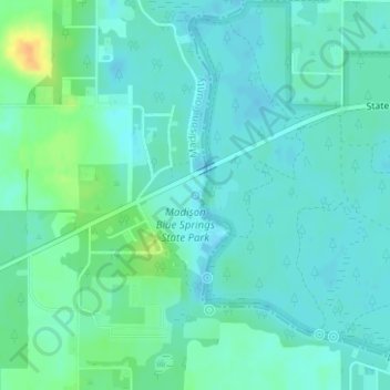 Madison Blue Spring地形图、海拔、地势