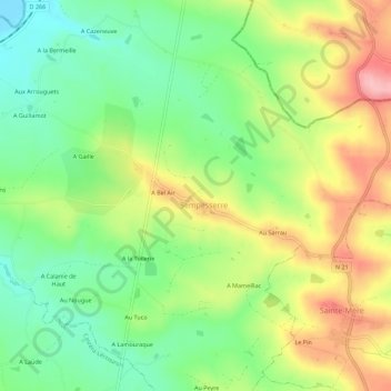 A Lamothe地形图、海拔、地势