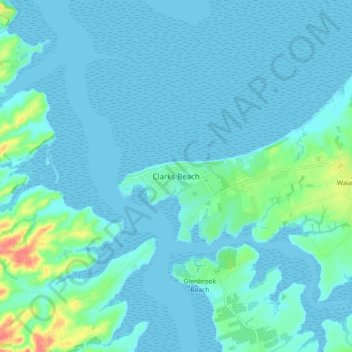 Clarks Beach地形图、海拔、地势