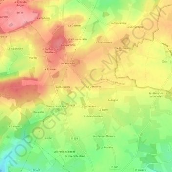 Le Moulinet地形图、海拔、地势