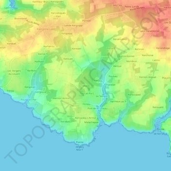 Trelazec地形图、海拔、地势