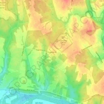 Sugarland地形图、海拔、地势