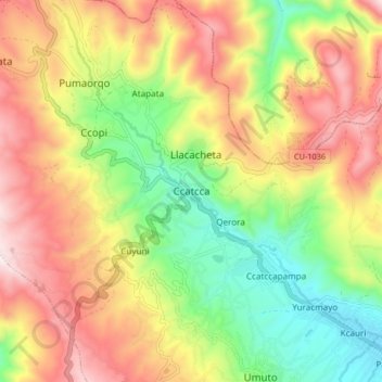 Ccatcca地形图、海拔、地势