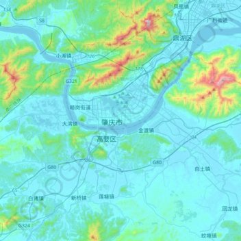 肇庆市地形图、海拔、地势