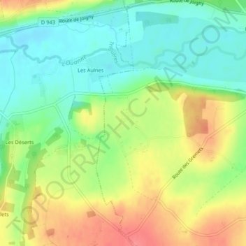 Les Moreaux地形图、海拔、地势