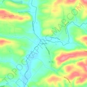 Virginville地形图、海拔、地势