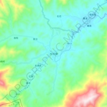 大汾镇地形图、海拔、地势