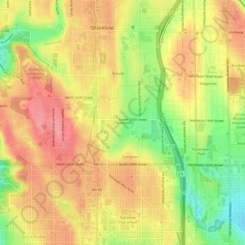 Parkwood地形图、海拔、地势