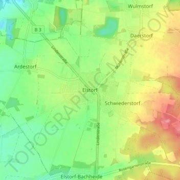 Elstorf地形图、海拔、地势