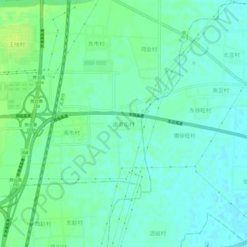 南市屯村地形图、海拔、地势
