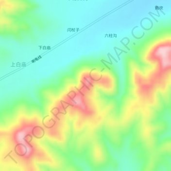 白庙子南山地形图、海拔、地势