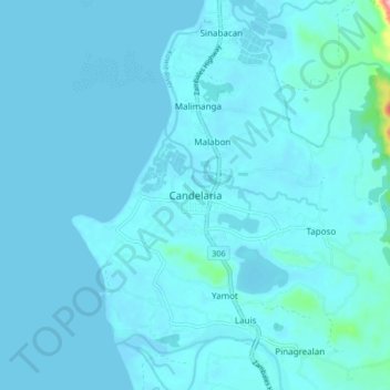 Candelaria地形图、海拔、地势